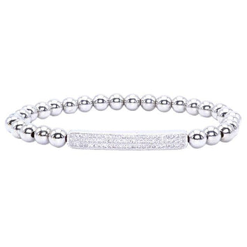 SILVER HEMATITE&ZIRCON BRACELET