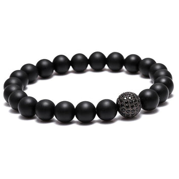 BLACK STONE ZIRCON BALL BRACELET - Wrist Avenue