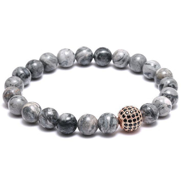 GREY & PINK GOLD ZIRCON BALL BRACELET - Wrist Avenue