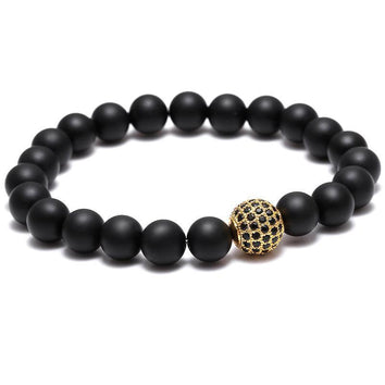 BLACK & GOLD ZIRCON BALL BRACELET - Wrist Avenue